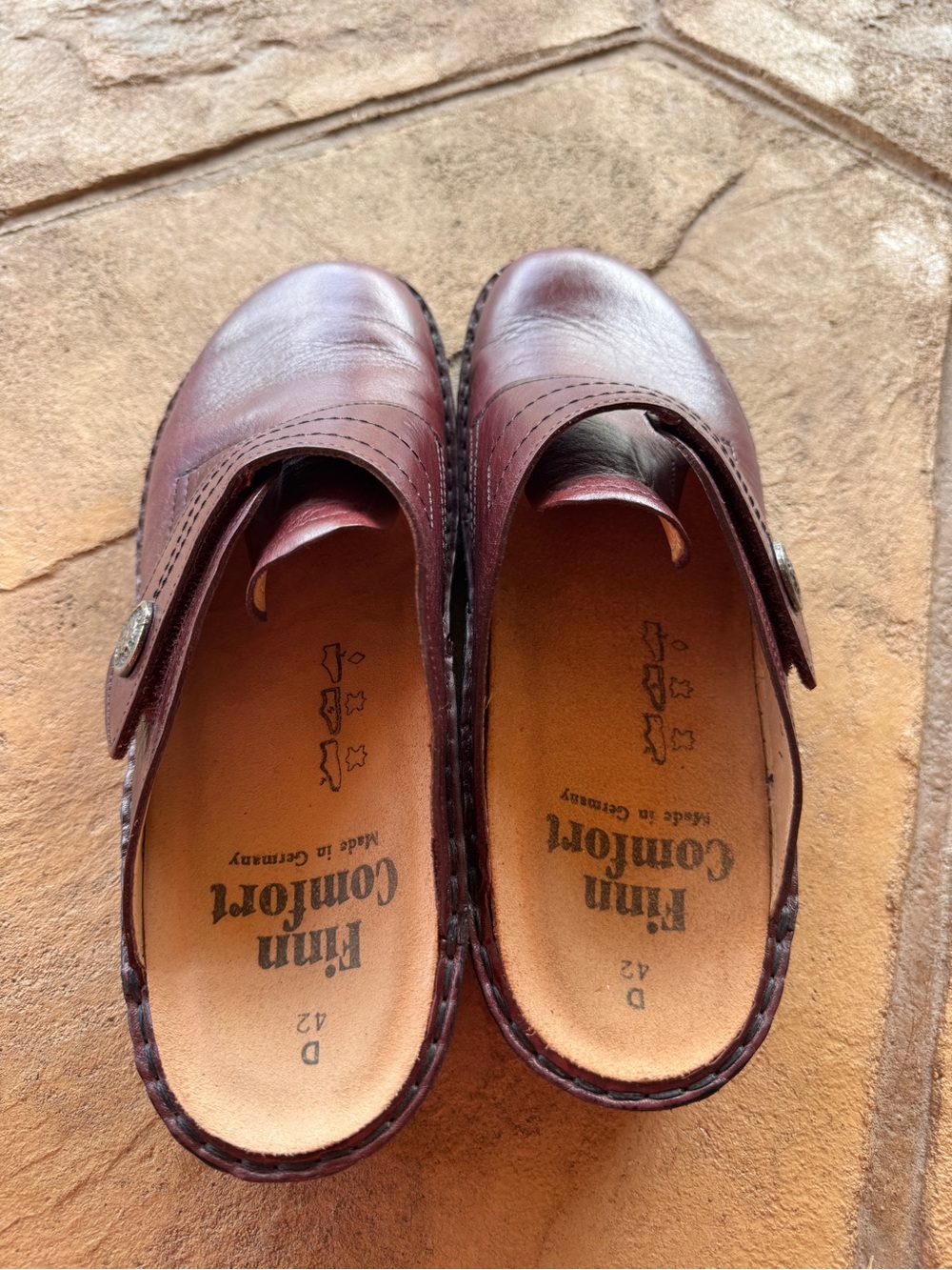 Finn Comfort SantaFe Soft Clogs Burgundy Leather Comfort Shoes EU 42 US 11 NWOB - Picture 6 of 11